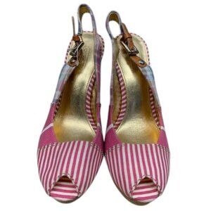 Coach Women’s Plaid Slingback Platform Peep Toe Dress Heels Shoes Size 8B Worn